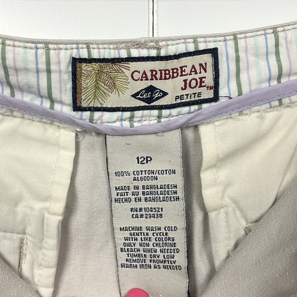 Caribbean Joe’s Womens Shorts 12P Chino Light Wash Flat Front Button/Zip Fly EUC - Picture 2 of 11